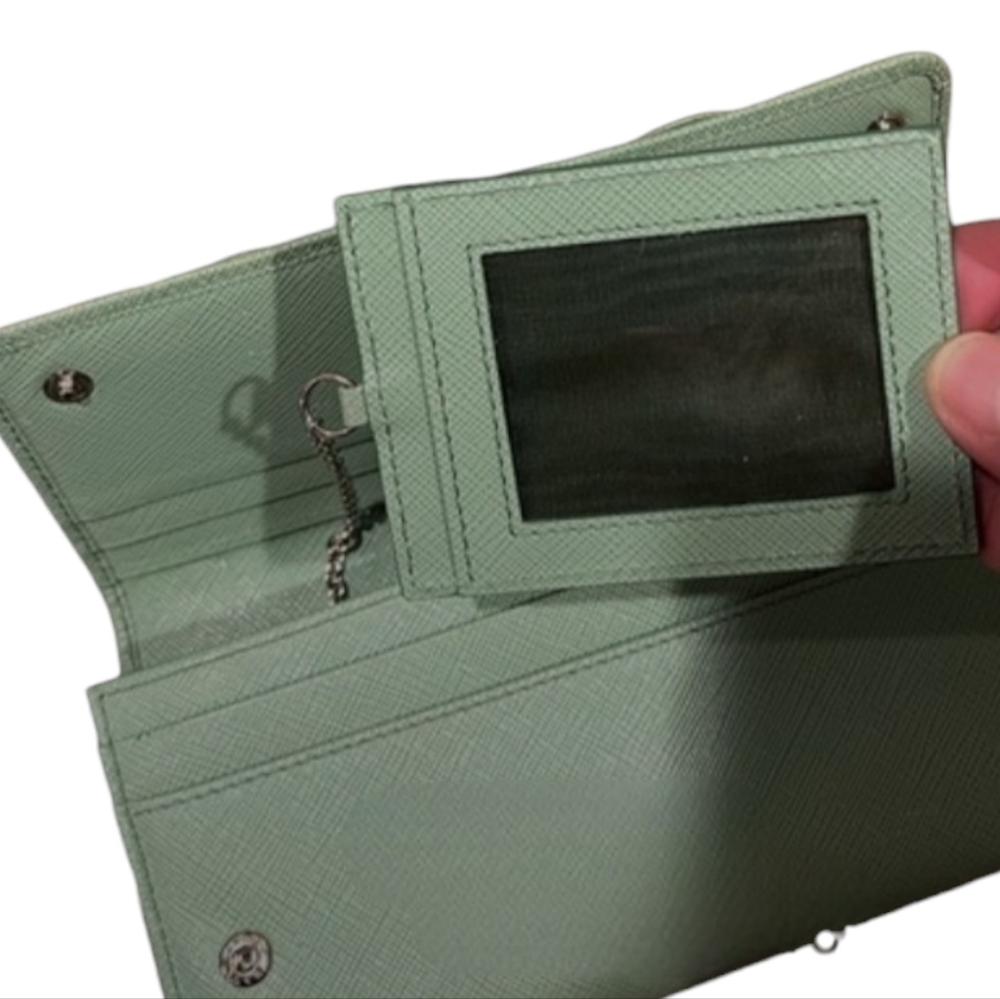 PRADA Green Fiocco Bow Saffiano Leather Long Wallet - Picture 7 of 9